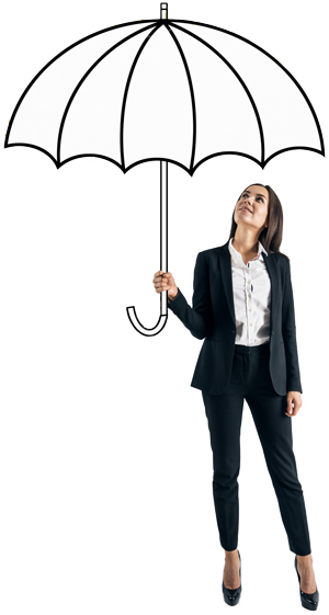 lady standing under umbrella<br />

